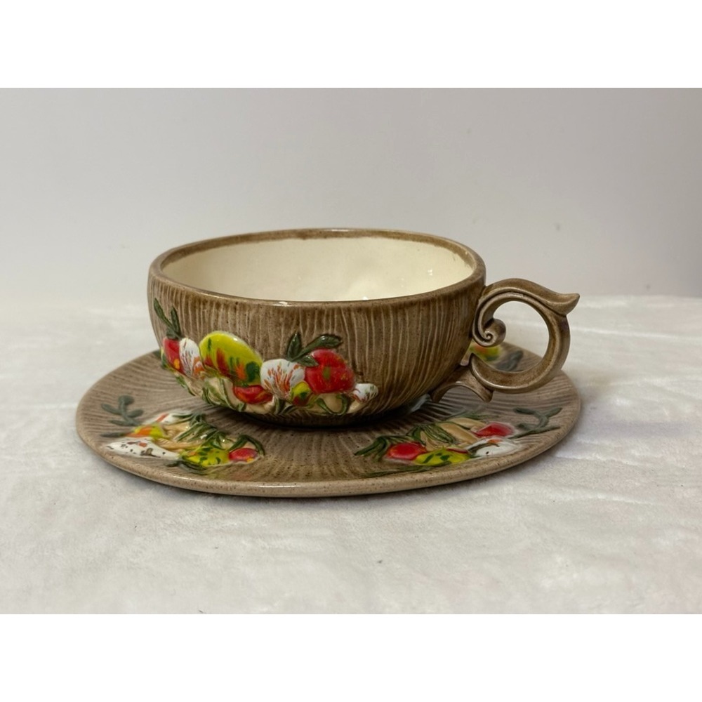 Vtg Arnels Mushroom Soup Bowl Saucer 6"  Kitchy Cottage Core Retro Forest‎ Fairy